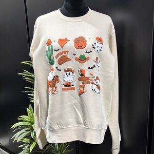 Pacific & Co. Western Howdy Pumpkin Halloween fleece lined pullover sweatshirt